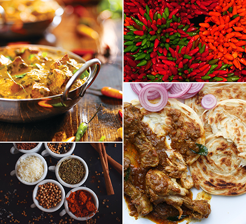 picture of multiple curry dishes and spices